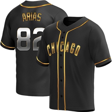 Michael Arias Men's Replica Chicago Cubs Black Golden Alternate Jersey