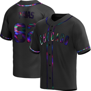 Michael Arias Men's Replica Chicago Cubs Black Holographic Alternate Jersey