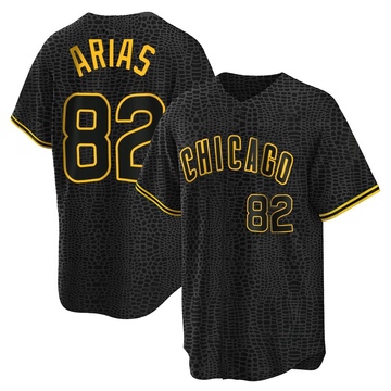 Michael Arias Men's Replica Chicago Cubs Black Snake Skin City Jersey