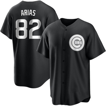 Michael Arias Men's Replica Chicago Cubs Black/White Jersey