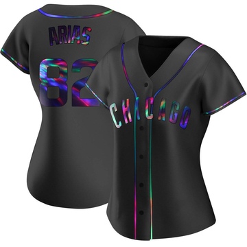 Michael Arias Women's Replica Chicago Cubs Black Holographic Alternate Jersey