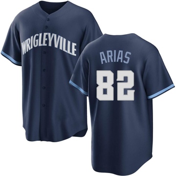 Michael Arias Youth Replica Chicago Cubs Navy 2021 City Connect Jersey