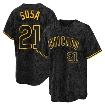 Sammy Sosa Men's Replica Chicago Cubs Black Snake Skin City Jersey