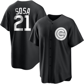 Sammy Sosa Men's Replica Chicago Cubs Black/White Jersey