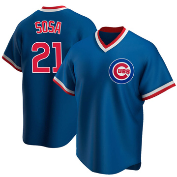 Sammy Sosa Men's Replica Chicago Cubs Royal Road Cooperstown Collection Jersey