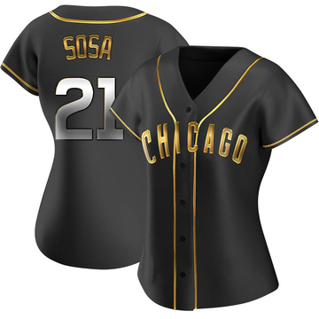 Sammy Sosa Women's Replica Chicago Cubs Black Golden Alternate Jersey