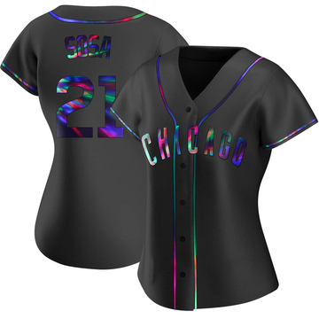 Sammy Sosa Women's Replica Chicago Cubs Black Holographic Alternate Jersey