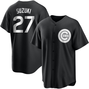 Seiya Suzuki Men's Replica Chicago Cubs Black/White Jersey