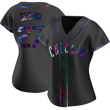 Seiya Suzuki Women's Replica Chicago Cubs Black Holographic Alternate Jersey