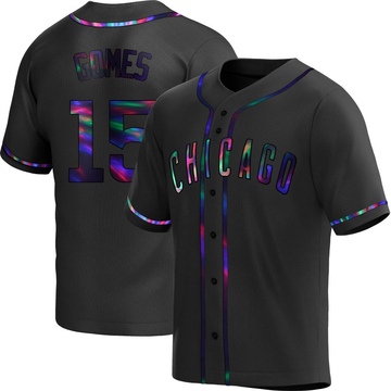 Yan Gomes Men's Replica Chicago Cubs Black Holographic Alternate Jersey