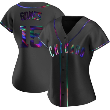 Yan Gomes Women's Replica Chicago Cubs Black Holographic Alternate Jersey